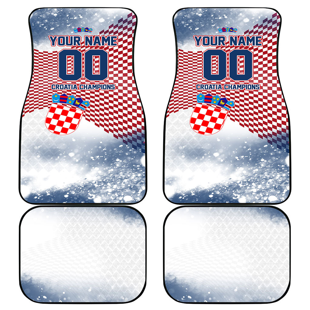 Personalized Croatia Football Eagle Mascot Car Mats Checkerboard Pattern - Accent Splatters
