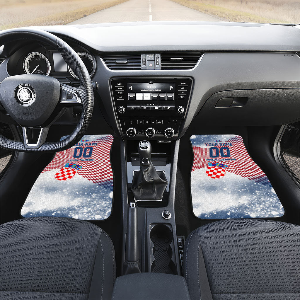 Personalized Croatia Football Eagle Mascot Car Mats Checkerboard Pattern - Accent Splatters