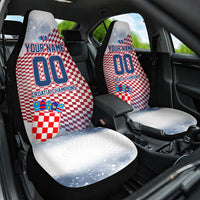 Personalized Croatia Football Eagle Mascot Car Seat Cover Checkerboard Pattern - Accent Splatters