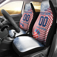 Personalized Croatia Football Eagle Mascot Car Seat Cover Checkerboard Pattern - Accent Splatters