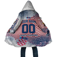 Personalized Croatia Football Eagle Mascot Cloak Checkerboard Pattern - Accent Splatters
