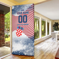 Personalized Croatia Football Eagle Mascot Door Cover Checkerboard Pattern - Accent Splatters