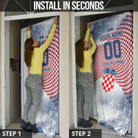 Personalized Croatia Football Eagle Mascot Door Cover Checkerboard Pattern - Accent Splatters