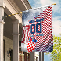 Personalized Croatia Football Eagle Mascot Garden Flag Checkerboard Pattern - Accent Splatters
