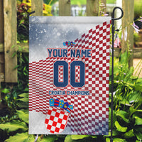 Personalized Croatia Football Eagle Mascot Garden Flag Checkerboard Pattern - Accent Splatters