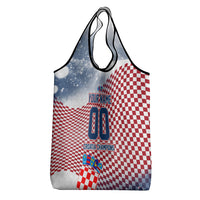 Personalized Croatia Football Eagle Mascot Grocery Bag Checkerboard Pattern - Accent Splatters