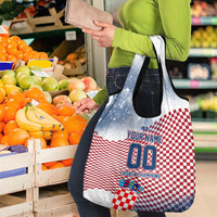 Personalized Croatia Football Eagle Mascot Grocery Bag Checkerboard Pattern - Accent Splatters