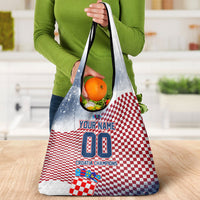 Personalized Croatia Football Eagle Mascot Grocery Bag Checkerboard Pattern - Accent Splatters