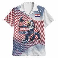 Personalized Croatia Football Eagle Mascot Hawaiian Shirt Checkerboard Pattern - Accent Splatters