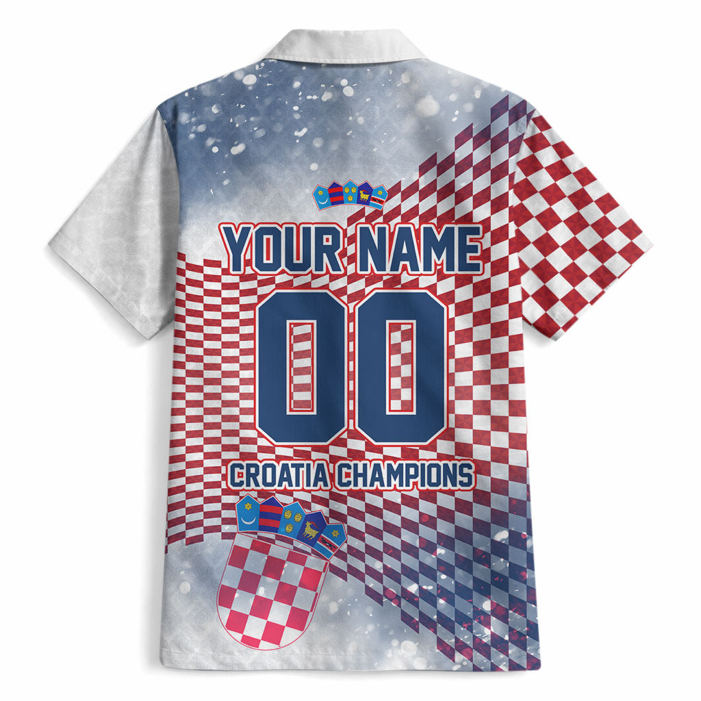 Personalized Croatia Football Eagle Mascot Hawaiian Shirt Checkerboard Pattern - Accent Splatters
