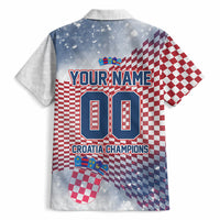 Personalized Croatia Football Eagle Mascot Hawaiian Shirt Checkerboard Pattern - Accent Splatters