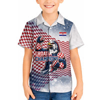 Personalized Croatia Football Eagle Mascot Hawaiian Shirt Checkerboard Pattern - Accent Splatters