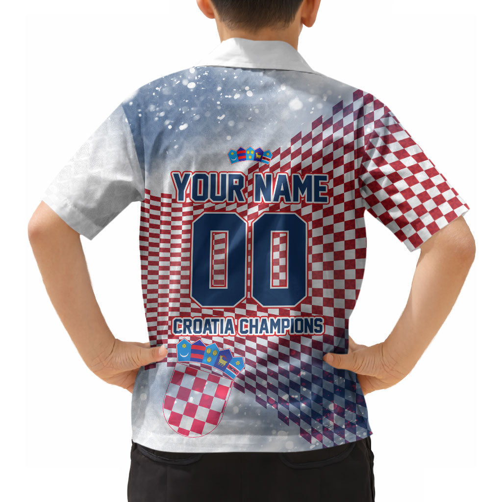 Personalized Croatia Football Eagle Mascot Hawaiian Shirt Checkerboard Pattern - Accent Splatters