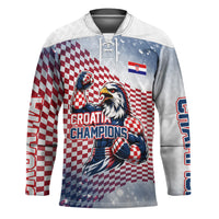 Personalized Croatia Football Eagle Mascot Hockey Jersey Checkerboard Pattern - Accent Splatters