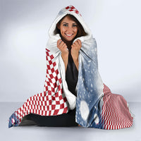 Personalized Croatia Football Eagle Mascot Hooded Blanket Checkerboard Pattern - Accent Splatters
