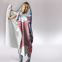 Personalized Croatia Football Eagle Mascot Hooded Blanket Checkerboard Pattern - Accent Splatters