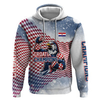 Personalized Croatia Football Eagle Mascot Hoodie Checkerboard Pattern - Accent Splatters