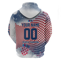 Personalized Croatia Football Eagle Mascot Hoodie Checkerboard Pattern - Accent Splatters