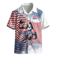 Personalized Croatia Football Eagle Mascot Kid Hawaiian Shirt Checkerboard Pattern - Accent Splatters