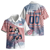 Personalized Croatia Football Eagle Mascot Kid Hawaiian Shirt Checkerboard Pattern - Accent Splatters