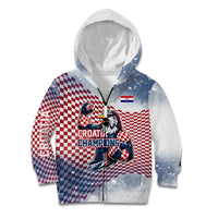 Personalized Croatia Football Eagle Mascot Kid Hoodie Checkerboard Pattern - Accent Splatters