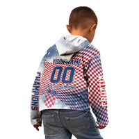 Personalized Croatia Football Eagle Mascot Kid Hoodie Checkerboard Pattern - Accent Splatters
