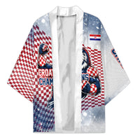 Personalized Croatia Football Eagle Mascot Kimono Checkerboard Pattern - Accent Splatters
