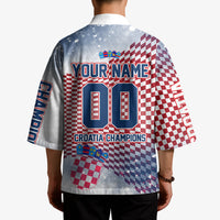 Personalized Croatia Football Eagle Mascot Kimono Checkerboard Pattern - Accent Splatters