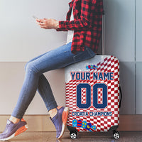 Personalized Croatia Football Eagle Mascot Luggage Cover Checkerboard Pattern - Accent Splatters
