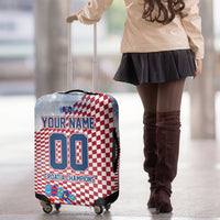 Personalized Croatia Football Eagle Mascot Luggage Cover Checkerboard Pattern - Accent Splatters