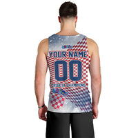 Personalized Croatia Football Eagle Mascot Men Tank Top Checkerboard Pattern - Accent Splatters