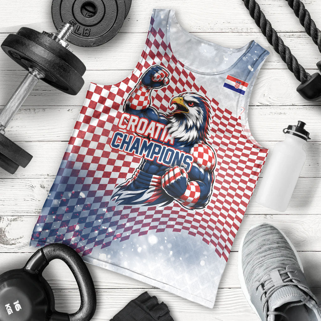 Personalized Croatia Football Eagle Mascot Men Tank Top Checkerboard Pattern - Accent Splatters