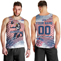Personalized Croatia Football Eagle Mascot Men Tank Top Checkerboard Pattern - Accent Splatters