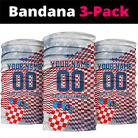 Personalized Croatia Football Eagle Mascot Neck Gaiter Checkerboard Pattern - Accent Splatters