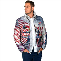 Personalized Croatia Football Eagle Mascot Padded Jacket Checkerboard Pattern - Accent Splatters