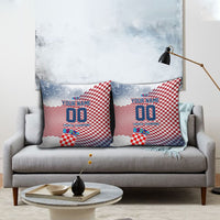 Personalized Croatia Football Eagle Mascot Pillow Cover Checkerboard Pattern - Accent Splatters