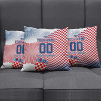 Personalized Croatia Football Eagle Mascot Pillow Cover Checkerboard Pattern - Accent Splatters