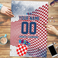 Personalized Croatia Football Eagle Mascot Puzzle Checkerboard Pattern - Accent Splatters