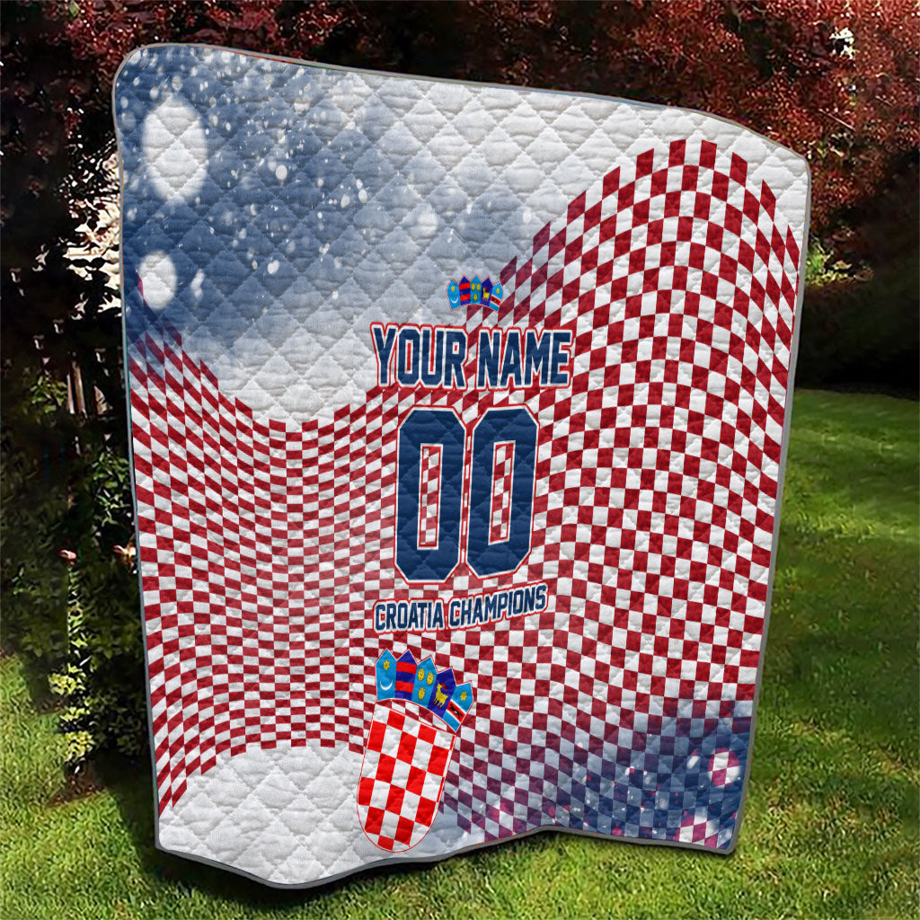 Personalized Croatia Football Eagle Mascot Quilt Checkerboard Pattern - Accent Splatters
