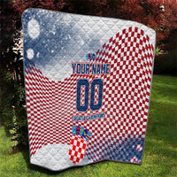 Personalized Croatia Football Eagle Mascot Quilt Checkerboard Pattern - Accent Splatters