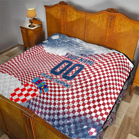 Personalized Croatia Football Eagle Mascot Quilt Checkerboard Pattern - Accent Splatters