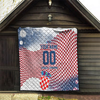Personalized Croatia Football Eagle Mascot Quilt Checkerboard Pattern - Accent Splatters