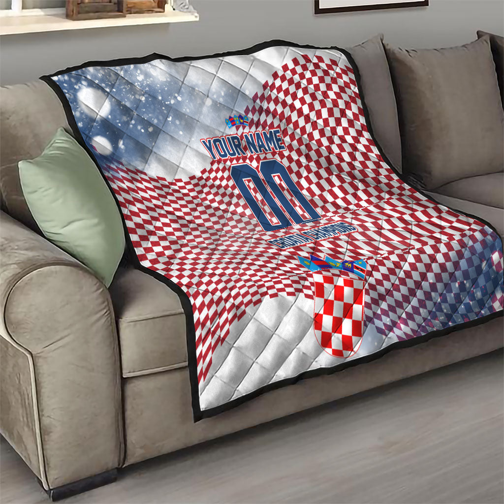 Personalized Croatia Football Eagle Mascot Quilt Checkerboard Pattern - Accent Splatters