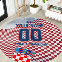 Personalized Croatia Football Eagle Mascot Round Carpet Checkerboard Pattern - Accent Splatters