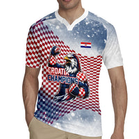 Personalized Croatia Football Eagle Mascot Rugby Jersey Checkerboard Pattern - Accent Splatters