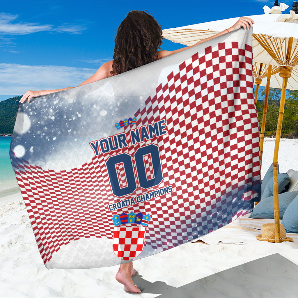Personalized Croatia Football Eagle Mascot Sarong Checkerboard Pattern - Accent Splatters