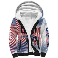 Personalized Croatia Football Eagle Mascot Sherpa Hoodie Checkerboard Pattern - Accent Splatters