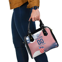 Personalized Croatia Football Eagle Mascot Shoulder Handbag Checkerboard Pattern - Accent Splatters