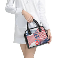 Personalized Croatia Football Eagle Mascot Shoulder Handbag Checkerboard Pattern - Accent Splatters