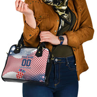 Personalized Croatia Football Eagle Mascot Shoulder Handbag Checkerboard Pattern - Accent Splatters